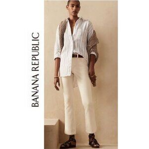 BANANA REPUBLIC, high rise ecru cropped boot jean, size: 30 Long